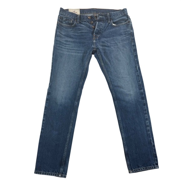 Hollister Other - Hollister Mens Straight Leg Jeans Blue Medium Wash Button Fly 31x30 Cotton